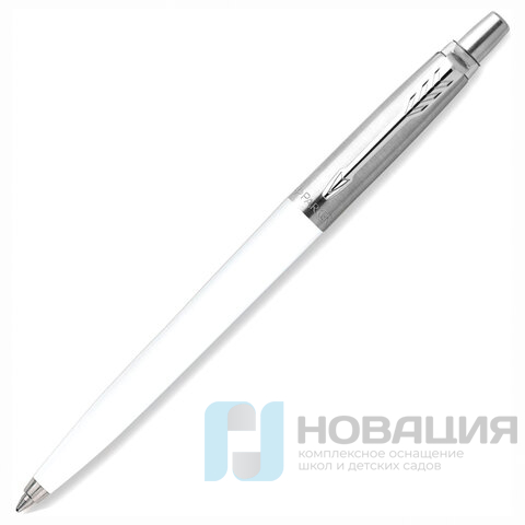 Ручка шариковая PARKER "Jotter Orig White", корпус белый, детали нержавеющая сталь, синяя, RG0032930