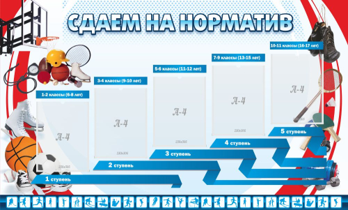 Стенд Сдаем нормы по спортивной подготовке, 1,5х0,9 м