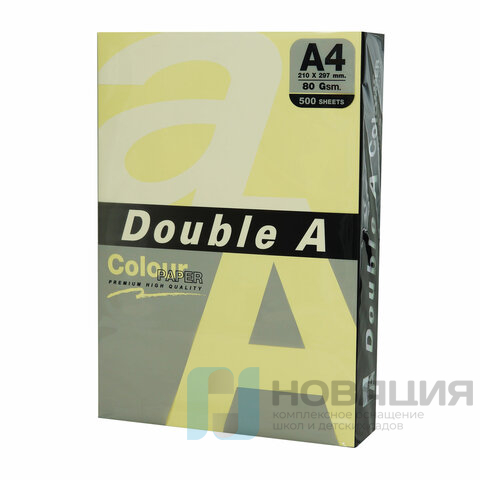 Бумага цветная DOUBLE A, А4, 80г/м2, 500 л, (5 цветов x 100 листов), микс пастель, ш/