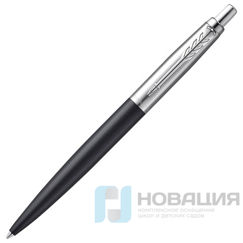 Ручка шариковая PARKER "Jotter XL", УТОЛЩЕННЫЙ корпус, черный матовый лак, детали из нержавеющей стали, синяя, 2068358