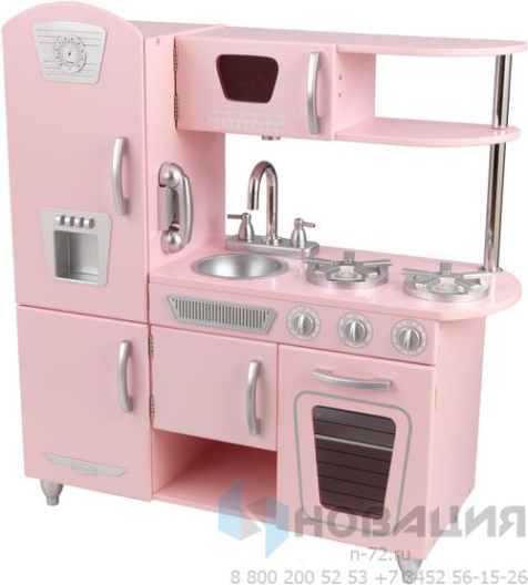 Кухня детская из дерева "Винтаж", цвет Розовый (Pink Vintage Kitchen)