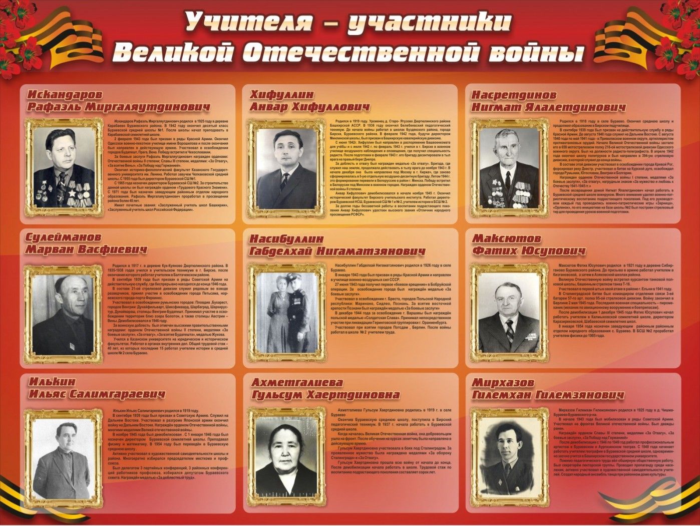 Стенд Учителя-участники Великой Отечественной Войны, 1,6х1,2 м