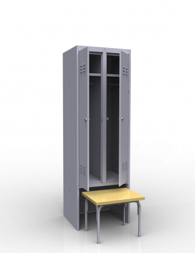 Шкаф металлический для одежды с выдвижной скамейкой, 600х500х1850 мм