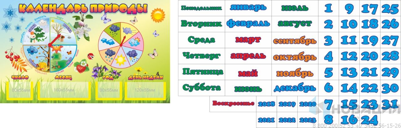 Стенд Календарь природы, 50*30см: купить для школ и ДОУ с доставкой по всей  России