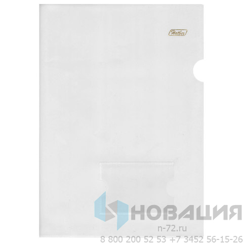 Папка-уголок с карманом для визитки, А4, прозрачная, 0,18 мм, AGкм4 00100, V246931