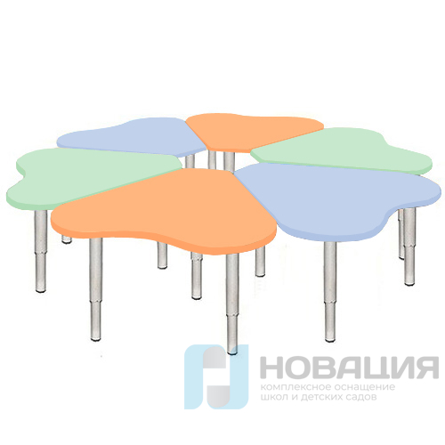 Комплект из 6 детских столов Ромашка (d 1400 мм)