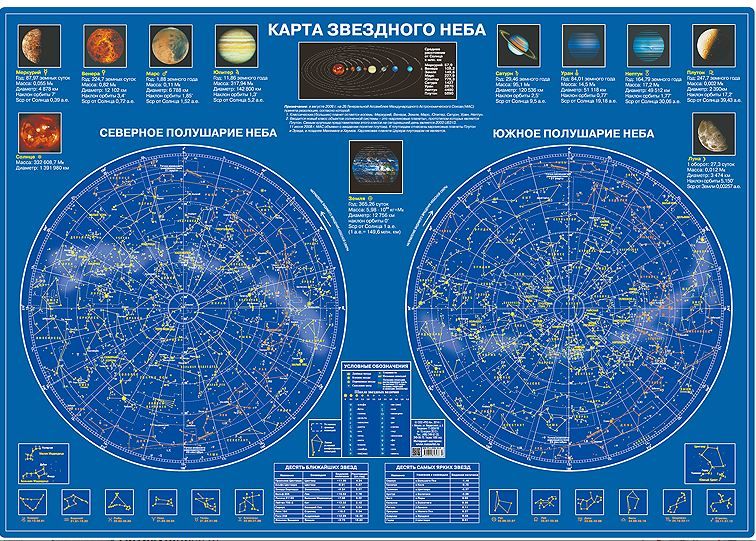 Карта звездного неба (настольная)