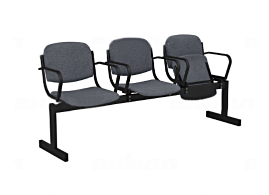 Блок стульев для актового зала трехместный, откидные сиденья, с подлокотниками
