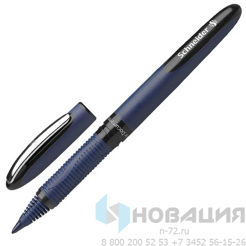 Ручка-роллер SCHNEIDER "One Business", ЧЕРНАЯ, корпус темно-синий, узел 0,8 мм, линия письма 0,6 мм, 183001