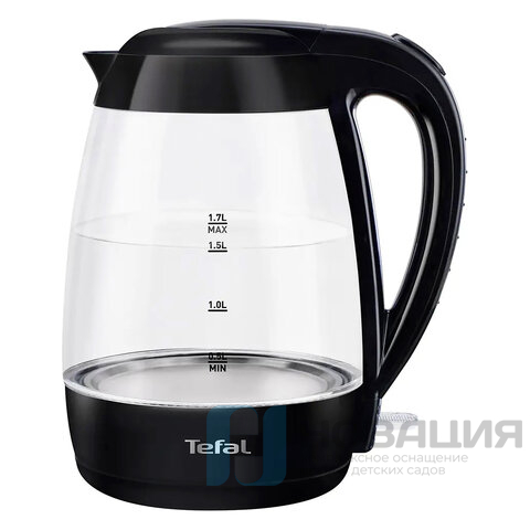 Чайник TEFAL KO450832, 1,7 л, 2400Вт, закрытый нагревательный элемент, стекло, черный