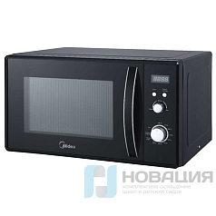 Микроволновая печь MIDEA AM823AM9-B объем 20 л, мощность 800 Вт, механическое управление, черная