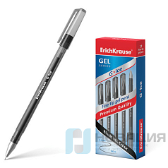 Ручка гелевая ERICH KRAUSE "G-Ice", ЧЕРНАЯ, корпус прозрачный, игольчатый узел 0,5 мм, линия письма 0,4 мм, 39004