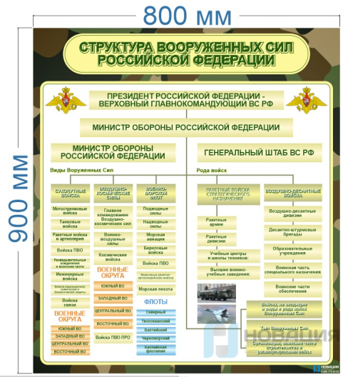 Стенд в школу Структура вооруженных сил РФ, 800х900 мм