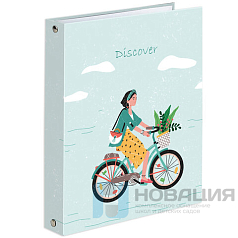 Тетрадь на кольцах А5 165х215 мм, 120 л., твердый картон, клетка, BRAUBERG, "Discover", 404085