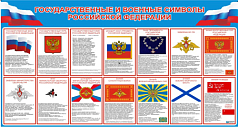 Стенд Государственные и военные символы Российской Федерации, 1,5х0,8 м