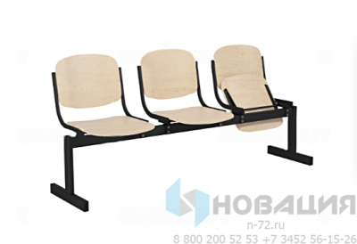Блок стульев для актового зала трехместный, откидные сиденья (фанера)