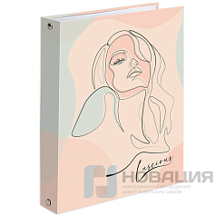 Тетрадь на кольцах А5 165х215 мм, 120 л., твердый картон, клетка, BRAUBERG, "Девушка", 404076