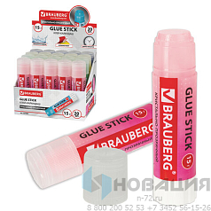 Клей-карандаш BRAUBERG "COLOR Crystal", 15 г, прозрачный, ассорти, 227969, PVP