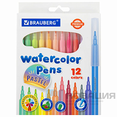 Фломастеры пастельные 12 цветов, вентилируемый колпачок BRAUBERG "PREMIUM", картонная коробка, 152197