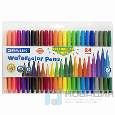 Фломастеры трехгранные 24 цвета, вентилируемый колпачок, BRAUBERG "PREMIUM", ПВХ-упаковка, 152194
