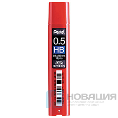 Грифели запасные 0,5 мм, HB, PENTEL (Япония), КОМПЛЕКТ 12 штук, "Ain Stein", C275S-HB