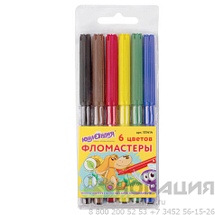 Фломастеры ЮНЛАНДИЯ 6 цветов, "УРОКИ РИСОВАНИЯ", вентилируемый колпачок, ПВХ, 151414