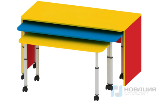 Компактный многофункциональный модуль для детей, с выкатными столами