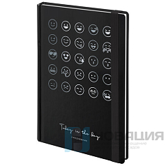 Ежедневник недатированный с резинкой А5 (145х203 мм), BRAUBERG, твердый, фольга, 128 л., "Emoji", 114567