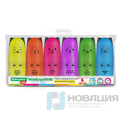 Набор текстовыделителей мини 6 ЦВЕТОВ BRAUBERG KIDS "CUTE CATS NEON", линия 1-5 мм, 152435