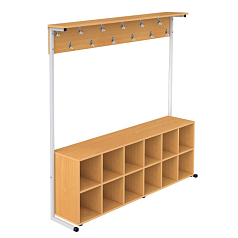 Вешалка напольная односторонняя с полками для обуви на 12 крючков