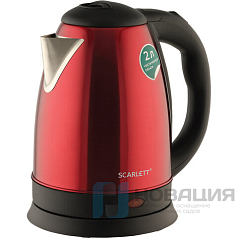 Чайник SCARLETT SC-EK21S76, 2 л, 1800 Вт, закрытый нагревательный элемент, сталь, красный