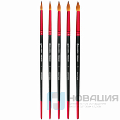 Кисти BRAUBERG PREMIUM, набор 5шт. (синтетика, круглая  №1,2,3,4,5), блистер, 201025