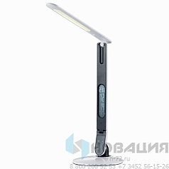 Светильник настольный SONNEN BR-898A, на подставке, светодиодный, 10 Вт, часы, календарь, термометр, белый, 236661