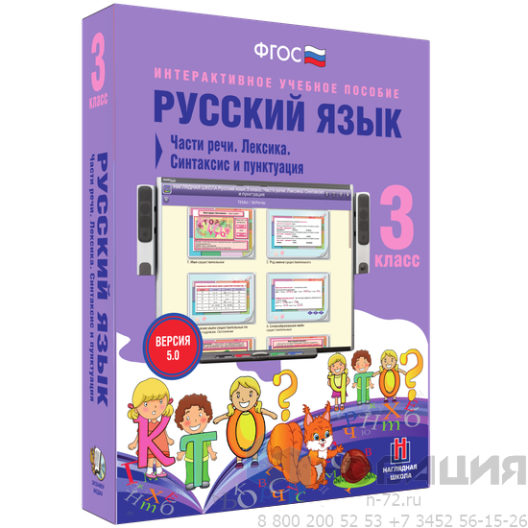 Пособие для интерактивной доски Русский язык 3 класс. Части речи. Лексика. Синтаксис и пунктуация