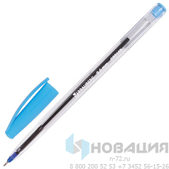 Ручка шариковая масляная BRAUBERG "Ice", СИНЯЯ, корпус прозрачный, узел 0,6 мм, линия письма 0,3 мм, 142686