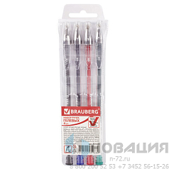 Ручки гелевые BRAUBERG "Jet", НАБОР 4 ЦВЕТА, узел 0,5 мм, линия письма 0,35 мм, 141023