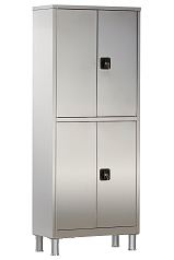 Шкаф медицинский из нерж. стали двухсекционный, двустворчатый