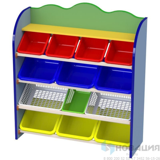 Многофункциональный стеллаж с набором контейнеров, для игрушек и пособий