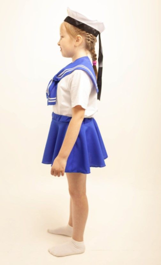 Детский карнавальный костюм Морячка (бескозырка, воротник, юбка)