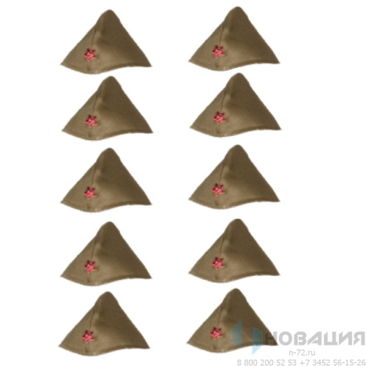 Комплект пилоток с красной звездой для детей (10 шт)