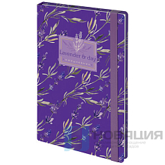 Ежедневник недатированный с резинкой А5 (145х203 мм), BRAUBERG, твердый, 128 л., "Лаванда", 114556