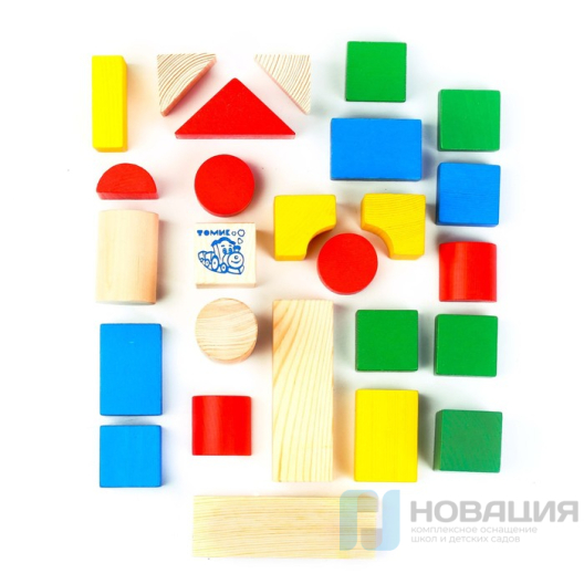 Конструктор деревянный цветной, 26 деталей