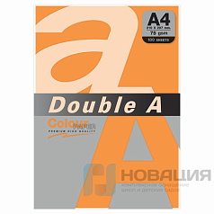 Бумага цветная DOUBLE A, А4, 75г/м2, 100 л, неон, оранжевая, ш/к 32061