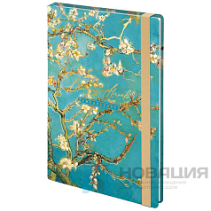 Ежедневник недатированный с резинкой А5 (145х203 мм), BRAUBERG, твердый, фольга, 128 л., "Almond", 114568