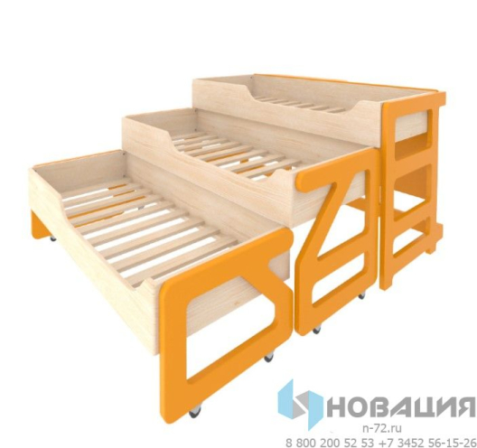 Кровать детская 3-ярусная (выкатная, с лестницами)