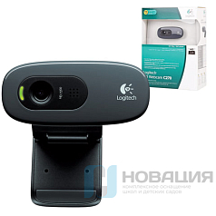 Веб-камера LOGITECH C270, 1/3 Мпикс., микрофон, USB 2.0, черная, регулируемый крепеж