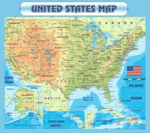 Стенд Карта США (англ.), 0,9х0,8 м