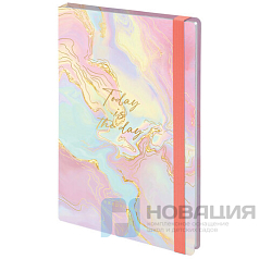 Ежедневник недатированный с резинкой А5 (145х203 мм), BRAUBERG, твердый, фольга, 128 л., "Marble", 114564