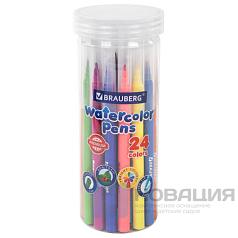 Фломастеры в тубе классические 24 цвета, вентилируемый колпачок, BRAUBERG "PREMIUM", 152199