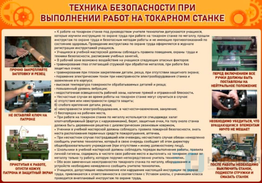 Стенд ТБ при выполнении работ на токарном станке, 0,7х1 м